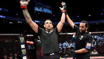 LAS VEGAS, NV - OCTOBER 07: Fabricio Werdum of Brazil celebrates after his submission victory over Walt Harris in their heavyweight bout during the UFC 216 event inside T-Mobile Arena on October 7, 2017 in Las Vegas, Nevada. (Photo by Jeff Bottari/Zuffa LLC/Zuffa LLC via Getty Images)