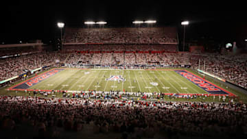TUCSON, ARIZONA - SEPTEMBER 14: General view of action between the Texas Tech Red Raiders and the Arizona Wildcats during the first half of the NCAAF game at Arizona Stadium on September 14, 2019 in Tucson, Arizona. (Photo by Christian Petersen/Getty Images)