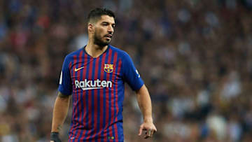 MADRID, SPAIN - FEBRUARY 27: Luis Suarez of Barcelona looks on during the Copa del Rey Semi Final second leg match between Real Madrid and FC Barcelona at Santiago Bernabeu on February 27, 2019 in Madrid, Spain. (Photo by Quality Sport Images/Getty Images)