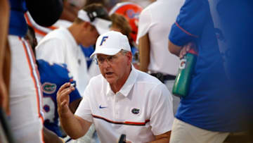 Oct 29, 2016; Jacksonville, FL, USA; Florida Gators defensive line coach Mike Summers during the second half at EverBank Field. Florida Gators defeated the Georgia Bulldogs 24-10. Mandatory Credit: Kim Klement-USA TODAY Sports