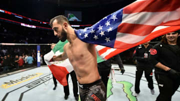 BOSTON, MASSACHUSETTS - OCTOBER 18: Dominick Reyes celebrates after his TKO victory over Chris Weidman in their light heavyweight bout during the UFC Fight Night event at TD Garden on October 18, 2019 in Boston, Massachusetts. (Photo by Chris Unger/Zuffa LLC via Getty Images)