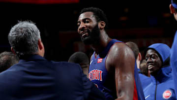 OKLAHOMA CITY, OK - OCTOBER 3: Andre Drummond #0 of the Detroit Pistons reacts against the Oklahoma City Thunder during a pre-season game on October 3, 2018 at Chesapeake Energy Arena in Oklahoma City, Oklahoma. NOTE TO USER: User expressly acknowledges and agrees that, by downloading and or using this photograph, User is consenting to the terms and conditions of the Getty Images License Agreement. Mandatory Copyright Notice: Copyright 2018 NBAE (Photo by Zach Beeker/NBAE via Getty Images)