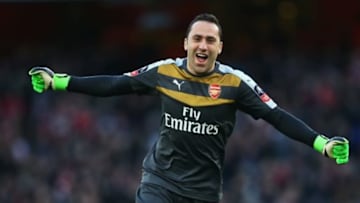LONDON, ENGLAND - JANUARY 30: David Ospina of Arsenal celebrates his team's second goal during the Emirates FA Cup Fourth Round match between Arsenal and Burnley at Emirates Stadium on January 30, 2016 in London, England. (Photo by Paul Gilham/Getty Images)