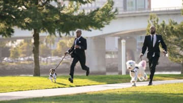 Pictured (L-R): Daniel Reese & Allister, Josh White & Snow. The Pack - Episode 101 - "Los Angeles" Credit: Ali Goldstein/Amazon