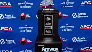 Apr 30, 2016; Eugene, OR, USA; The American Football Coaches Association Coaches Trophy displayed at the Oregon Ducks spring football game at Autzen Stadium. Mandatory Credit: Scott Olmos-USA TODAY Sports
