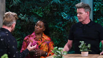 NEXT LEVEL CHEF: L-R: Mentor Richard Blais, mentor Nyesha Arrington and mentor/Executive Producer Gordon Ramsay in the “Sugar and Tea and Rum” episode of NEXT LEVEL CHEF airing Thursday Mar. 16 (8:00-9:00 PM ET/PT) on FOX. ©2023 FOX Media LLC. CR: FOX.