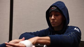 LAS VEGAS, NV - NOVEMBER 30: Antonina Shevchenko of Kyrgyzstan has her hands wrapped prior to fighting during The Ultimate Fighter Finale event inside The Pearl concert theater at Palms Casino Resort on November 30, 2018 in Las Vegas, Nevada. (Photo by Mike Roach/Zuffa LLC/Zuffa LLC via Getty Images)