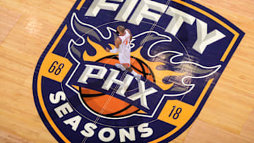 PHOENIX, AZ - OCTOBER 18: Tyson Chandler #4 of the Phoenix Suns walks up the court during the game against the Portland Trail Blazers on October 18, 2017 at Talking Stick Resort Arena in Phoenix, Arizona. NOTE TO USER: User expressly acknowledges and agrees that, by downloading and or using this photograph, user is consenting to the terms and conditions of the Getty Images License Agreement. Mandatory Copyright Notice: Copyright 2017 NBAE (Photo by Michael Gonzales/NBAE via Getty Images)