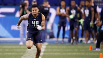INDIANAPOLIS, IN - MARCH 06: Defensive back Teez Tabor of Florida participates in a drill during day six of the NFL Combine at Lucas Oil Stadium on March 6, 2017 in Indianapolis, Indiana. (Photo by Joe Robbins/Getty Images)