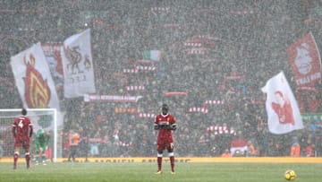 LIVERPOOL, ENGLAND - MARCH 17: Sadio Mane of Liverpool says a prayer ahead of kick off during the Premier League match between Liverpool and Watford at Anfield on March 17, 2018 in Liverpool, England. (Photo by Jan Kruger/Getty Images)