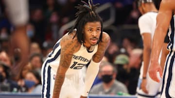 NEW YORK, NY - FEBRUARY 02: Ja Morant #12 of the Memphis Grizzlies during the first quarter against the New York Knicks on February 2, 2022 at Madison Square Garden in New York City. (Photo by Rich Graessle/Getty Images)