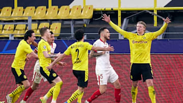 Erling Haaland was the difference maker for Borussia Dortmund against Sevilla. (Photo by Mateo Villalba/Quality Sport Images/Getty Images)