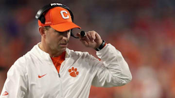 GLENDALE, AZ - DECEMBER 31: Head coach Dabo Swinney of the Clemson Tigers reacts during the Playstation Fiesta Bowl against the Ohio State Buckeyes at University of Phoenix Stadium on December 31, 2016 in Glendale, Arizona. The Tigers defeated the Buckeyes 31-0. (Photo by Christian Petersen/Getty Images)