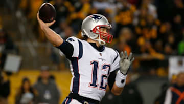 PITTSBURGH, PA - DECEMBER 16: Tom Brady #12 of the New England Patriots drops back to pass in the second half during the game against the Pittsburgh Steelers at Heinz Field on December 16, 2018 in Pittsburgh, Pennsylvania. (Photo by Justin K. Aller/Getty Images)