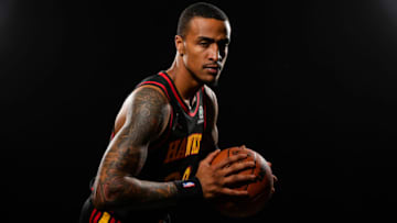Sep 27, 2021; Atlanta, GA, USA; Atlanta Hawks forward John Collins (20) pictured at Hawks Media Day held at PC&E. Mandatory Credit: Dale Zanine-USA TODAY Sports