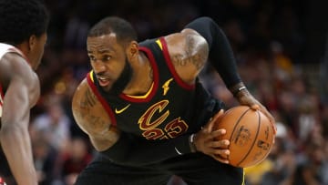 CLEVELAND, OH - DECEMBER 21: LeBron James #23 of the Cleveland Cavaliers looks to make a play while playing the Chicago Bulls at Quicken Loans Arena on December 21, 2017 in Cleveland, Ohio. Cleveland won the game 115-112. NOTE TO USER: User expressly acknowledges and agrees that, by downloading and or using this photograph, User is consenting to the terms and conditions of the Getty Images License Agreement. (Photo by Gregory Shamus/Getty Images)