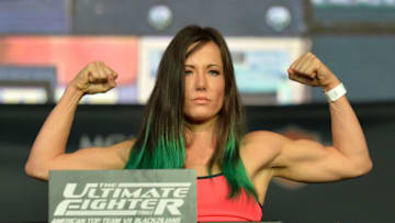 LAS VEGAS, NEVADA - JULY 11: Angela Magana steps onto the scale during the TUF 21 Finale Weigh-in at the UFC Fan Expo in the Sands Expo and Convention Center on July 11, 2015 in Las Vegas Nevada. (Photo by Brandon Magnus/Zuffa LLC/Zuffa LLC via Getty Images)