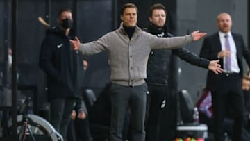 LONDON, ENGLAND - MAY 10: Scott Parker, Manager of Fulham reacts during the Premier League match between Fulham and Burnley at Craven Cottage on May 10, 2021 in London, England. Sporting stadiums around the UK remain under strict restrictions due to the Coronavirus Pandemic as Government social distancing laws prohibit fans inside venues resulting in games being played behind closed doors. (Photo by Marc Atkins/Getty Images)
