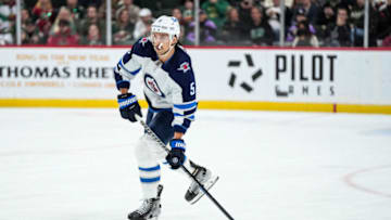 Nov 26, 2021; Saint Paul, Minnesota, USA; Winnipeg Jets defenseman Brenden Dillon (5) during a game between the Minnesota Wild and Winnipeg Jets at Xcel Energy Center. Mandatory Credit: Brace Hemmelgarn-USA TODAY Sports
