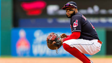 CLEVELAND, OH - SEPTEMBER 28: First baseman Carlos Santana