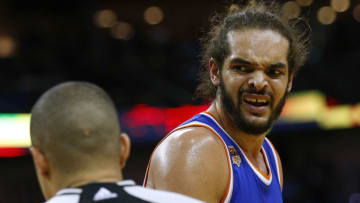 NEW ORLEANS, LA - DECEMBER 30: Joakim Noah #13 of the New York Knicks reacts during the first half of a game against the New Orleans Pelicans (Photo by Jonathan Bachman/Getty Images)