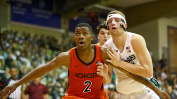 LAHAINA, HI - NOVEMBER 25: Landers Nolley II #2 of the Virginia Tech Hokies and Thomas Kithier #15 of the Michigan State Spartans battle for position during a free throw attempt during the first half at the Lahaina Civic Center on November 25, 2019 in Lahaina, Hawaii. (Photo by Darryl Oumi/Getty Images)