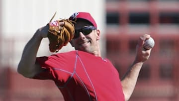 Feb 19, 2015; Clearwater, FL, USA; Philadelphia Phillies starting pitcher Cliff Lee (33) during spring training workouts at Bright House Field. Mandatory Credit: Reinhold Matay-USA TODAY Sports