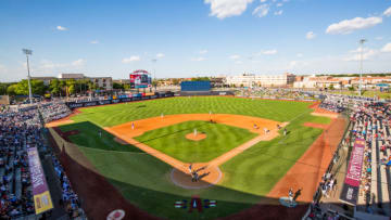 AMARILLO, TEXAS - JULY 03: A general view of HODGETOWN Stadium during the game between the Amarillo Sod Poodles and the Northwest Arkansas Naturals on July 03, 2022 in Amarillo, Texas. (Photo by John E. Moore III/Getty Images)