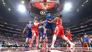 LOS ANGELES, CA - OCTOBER 21: Montrezl Harrell #5 of the LA Clippers shoots the ball against the Houston Rockets on October 21, 2018 at Staples Center in Los Angeles, California. NOTE TO USER: User expressly acknowledges and agrees that, by downloading and or using this photograph, User is consenting to the terms and conditions of the Getty Images License Agreement. Mandatory Copyright Notice: Copyright 2018 NBAE (Photo by Andrew D. Bernstein/NBAE via Getty Images)