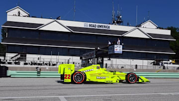 IndyCar Series driver Simon Pagenaud (22) during qualifying for the KOHLER Grand Prix at Road America. Mandatory Credit: Mike DiNovo-USA TODAY Sports