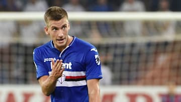GENOA, GE - SEPTEMBER 19: Dennis Praet of Sampdoria reacts during the Serie A match between UC Sampdoria and ACF Fiorentina at Stadio Luigi Ferraris on September 19, 2018 in Genoa, Italy. (Photo by Paolo Rattini/Getty Images)