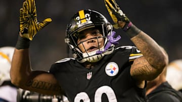 PITTSBURGH, PA -DECEMBER 02: Pittsburgh Steelers running back James Conner (30) celebrates after a touchdown during the NFL football game between the Los Angeles Chargers and the Pittsburgh Steelers on December 02, 2018 at Heinz Field in Pittsburgh, PA. (Photo by Mark Alberti/Icon Sportswire via Getty Images)
