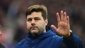 STOKE ON TRENT, ENGLAND - APRIL 07: Mauricio Pochettino of Tottenham Hotspur salutes the fans at the end of the Premier League match between Stoke City and Tottenham Hotspur at Bet365 Stadium on April 7, 2018 in Stoke on Trent, England. (Photo by Tony Marshall/Getty Images)