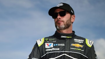 CHARLOTTE, NC - SEPTEMBER 28: Jimmie Johnson, driver of the #48 Lowe's for Pros Chevrolet, stands on the grid during qualifying for the Monster Energy NASCAR Cup Series Bank of America Roval 400 at Charlotte Motor Speedway on September 28, 2018 in Charlotte, North Carolina. (Photo by Jared C. Tilton/Getty Images)