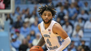CHAPEL HILL, NORTH CAROLINA - DECEMBER 10: R.J. Davis #4 of the North Carolina Tar Heels moves the ball against the Georgia Tech Yellow Jackets during their game at the Dean E. Smith Center on December 10, 2022 in Chapel Hill, North Carolina. The Tar Heels won 75-59. (Photo by Grant Halverson/Getty Images)