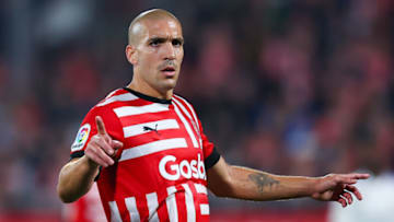 GIRONA, SPAIN - APRIL 25: Oriol Romeu of Girona FC gestures during the LaLiga Santander match between Girona FC and Real Madrid CF at Montilivi Stadium on April 25, 2023 in Girona, Spain. (Photo by Eric Alonso/Getty Images)