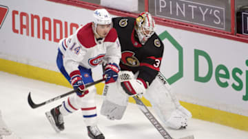 Feb 23, 2021; Ottawa, Ontario, CAN; Montreal Canadiens Nick Suzuki. Mandatory Credit: Marc DesRosiers-USA TODAY Sports