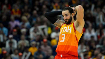 SALT LAKE CITY, UT - NOVEMBER 09: Ricky Rubio #3 of the Utah Jazz looks on during a game against the Boston Celtics at Vivint Smart Home Arena on November 9, 2018 in Salt Lake City, Utah. (Photo by Alex Goodlett/Getty Images)