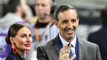 Girondins de Bordeaux's US owner Joseph DaGrosa Jr and his wife are seen ahead of the French L1 football match Bordeaux vs Paris Saint-Germain (PSG), on December 2, 2018 in Bordeaux, southwestern France. (Photo by NICOLAS TUCAT / AFP) (Photo credit should read NICOLAS TUCAT/AFP via Getty Images)
