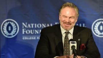 Jan 9, 2015; Dallas, TX, USA; Brian Bosworth speaks at a press conference at Renaissance Dallas Hotel. Mandatory Credit: Jerome Miron-USA TODAY Sports