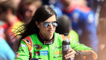 Feb 22, 2015; Daytona Beach, FL, USA; NASCAR Sprint Cup Series driver Danica Patrick (10) during driver introductions before the Daytona 500 at Daytona International Speedway. Mandatory Credit: Andrew Weber-USA TODAY Sports