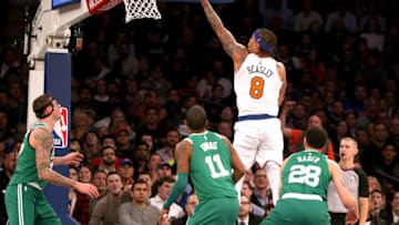 NEW YORK, NY - DECEMBER 21: Michael Beasley #8 of the New York Knicks takes a shot in the fourth quarter against the Boston Celtics during their game at Madison Square Garden on December 21, 2017 in New York City. (Photo by Abbie Parr/Getty Images)