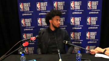 NEW YORK, NY - JUNE 20: NBA Draft Prospect Marvin Bagley III speaks to the media before the 2018 NBA Draft at the Grand Hyatt New York Grand Central Terminal on June 20, 2018 in New York City. (Photo by Mike Lawrie/Getty Images)