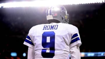 Dec 9, 2013; Chicago, IL, USA; Dallas Cowboys quarterback Tony Romo (9) on the sidelines during the fourth quarter against the Chicago Bears at Soldier Field. Mandatory Credit: Andrew Weber-USA TODAY Sports