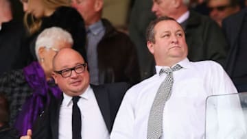 SUNDERLAND, ENGLAND - OCTOBER 25: Newcastle owner Mike Ashley (R) stands alongside Managing Director Lee Charnley (L) prior to the Barclays Premier League match between Sunderland and Newcastle United at Stadium of Light on October 25, 2015 in Sunderland, England. (Photo by Ian MacNicol/Getty Images)