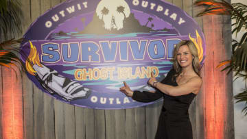 LOS ANGELES, CA - MAY 23: Angela Perkins arrives at the finale of CBS' "Survivor: Ghost Island" at CBS Studios on May 23, 2018 in Los Angeles, California. (Photo by Harmony Gerber/Getty Images)