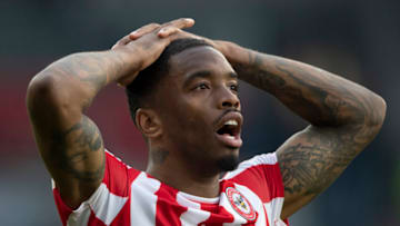 BRENTFORD, ENGLAND - APRIL 23: Ivan Toney of Brentford during the Premier League match between Brentford and Tottenham Hotspur at Brentford Community Stadium on April 23, 2022 in Brentford, England. (Photo by Visionhaus/Getty Images)