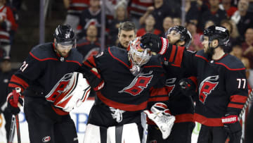 Antti Raanta #32, Carolina Hurricanes, Stanley Cup Playoffs (Photo by Jared C. Tilton/Getty Images)