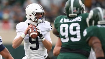 EAST LANSING, MI - NOVEMBER 04: Trace McSorley #9 of the Penn State Nittany Lions throws a first half touchdown pass behind Raequan Williams #99 of the Michigan State Spartans at Spartan Stadium on November 4, 2017 in East Lansing, Michigan. (Photo by Gregory Shamus/Getty Images)