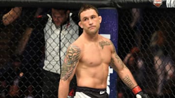 DALLAS, TX - MAY 13: Frankie Edgar enters the Octagon before facing Yair Rodriguez in their featherweight fight during the UFC 211 event at the American Airlines Center on May 13, 2017 in Dallas, Texas. (Photo by Josh Hedges/Zuffa LLC/Zuffa LLC via Getty Images)
